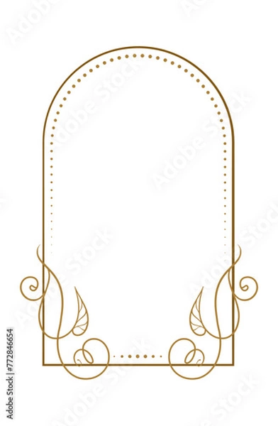 Fototapeta Vector vertical arch shape frame with ivy leaves decoration