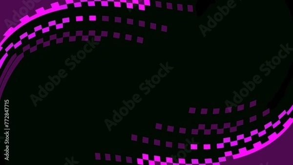 Fototapeta Black background with small squares decorated with perspective arches in the corners

