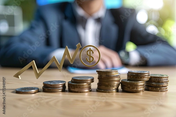 Obraz Interest rate and dividend concept. Businessman