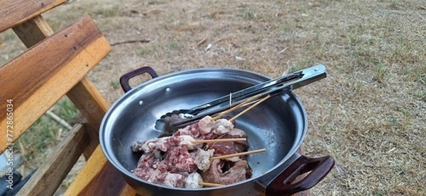 Fototapeta BBQ for grilling and eating at parties