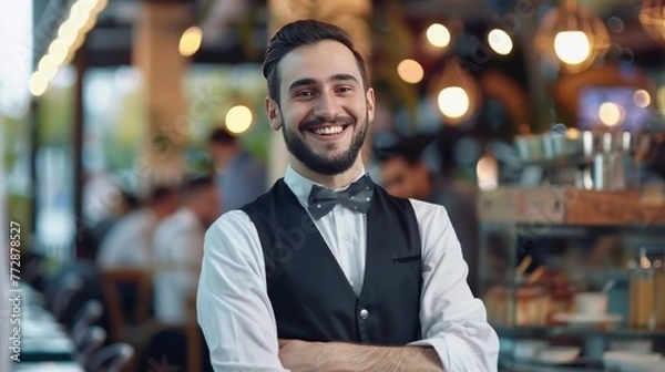 Fototapeta portrait of a man in a cafe