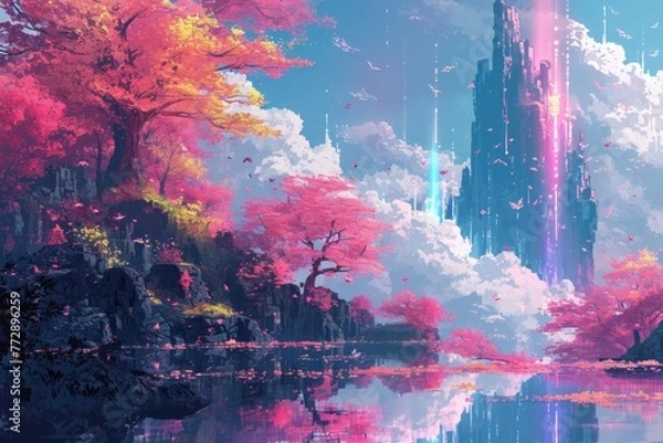 Obraz Pixel Prism: A Vibrant Kaleidoscope