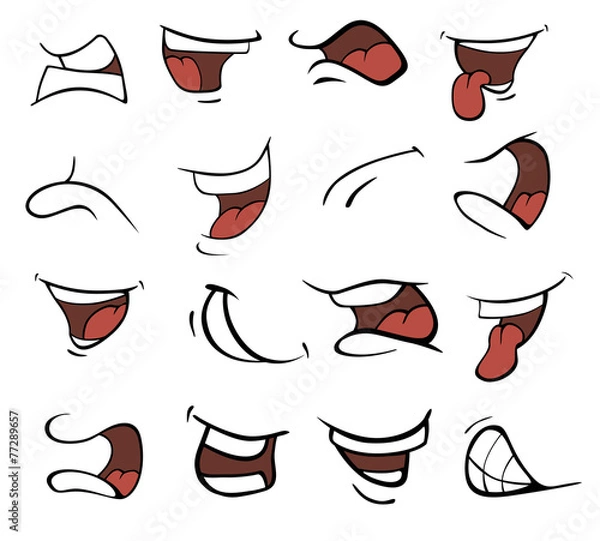 Obraz Set of mouths cartoon