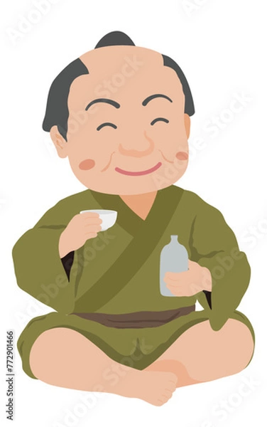 Obraz 酒を飲む江戸時代の町人