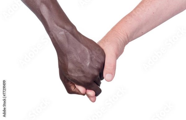 Fototapeta Two multi racial hands