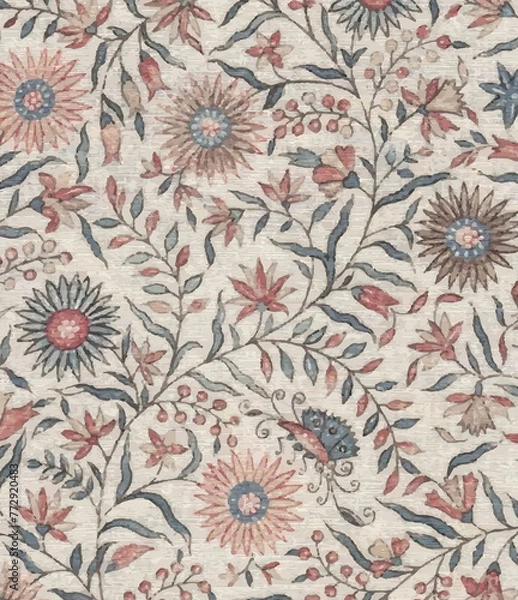 Fototapeta Ajrakh Pattern, Ikat, block print Pattern, batik print Pattern, madhubani, kalamkari, chinz, kani, Abstract, shirting design, Background digital printing textile pattern wallpaper