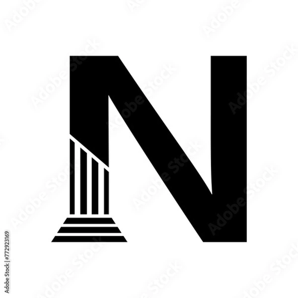 Fototapeta Sans Serif Letter N Pillar Law Logo	