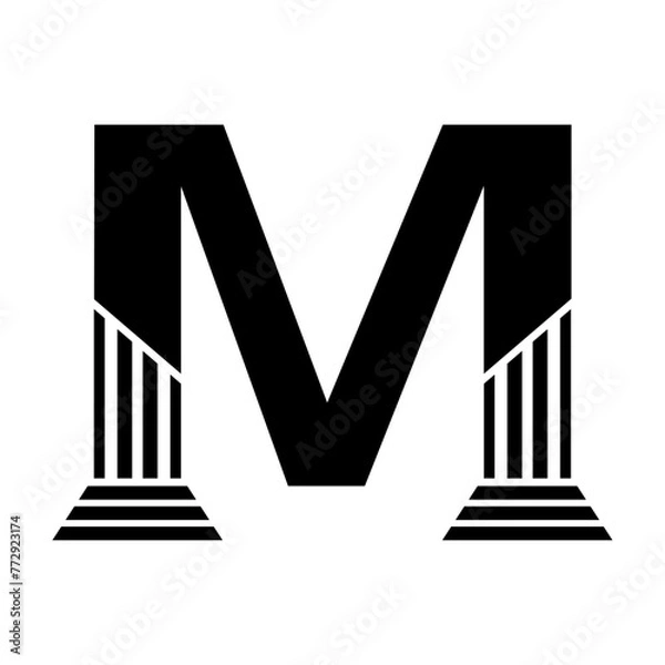 Fototapeta Sans Serif Letter M Pillar Law Logo	