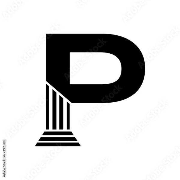 Fototapeta Sans Serif Letter P Pillar Law Logo	