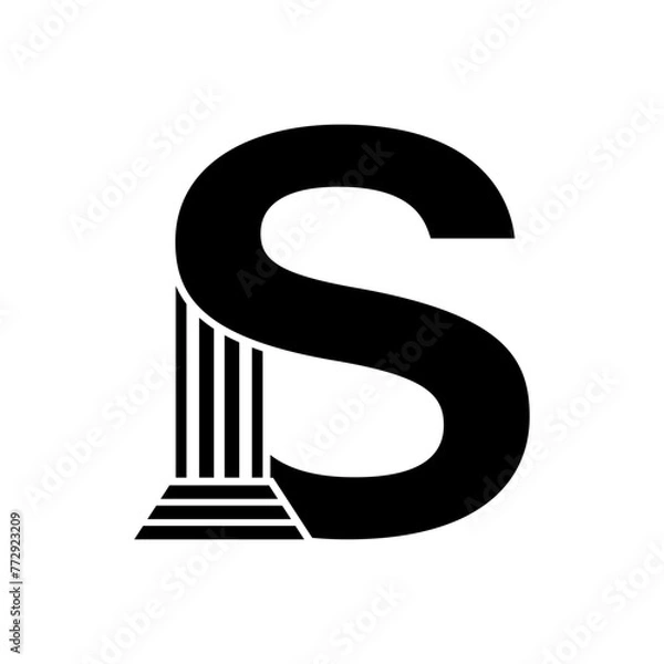 Fototapeta Sans Serif Letter S Pillar Law Logo	