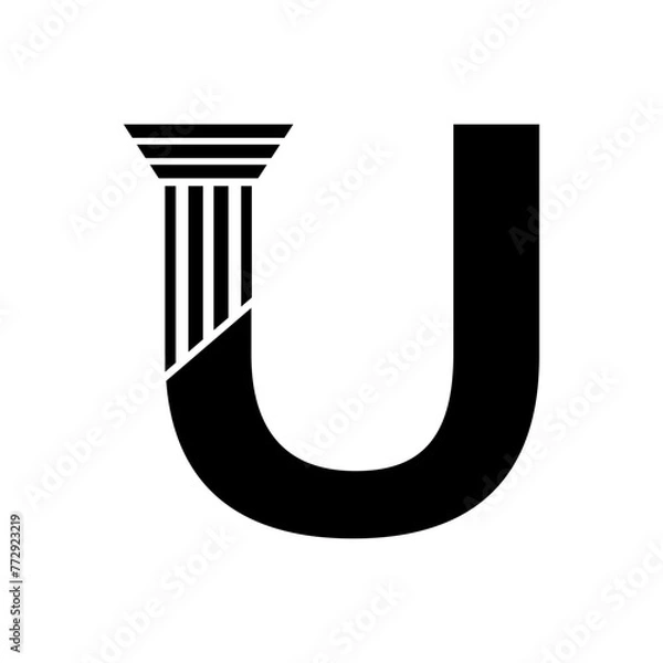 Fototapeta Sans Serif Letter U Pillar Law Logo	