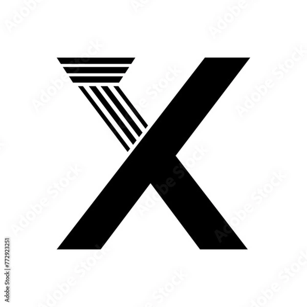 Fototapeta Sans Serif Letter X Pillar Law Logo	