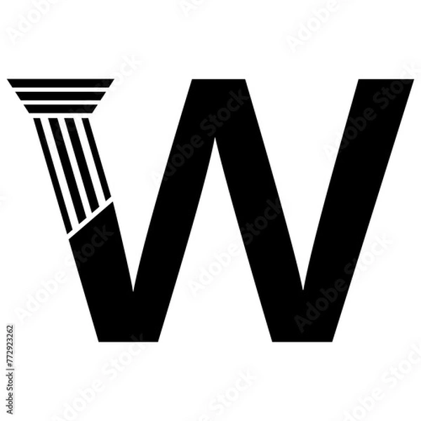 Fototapeta Sans Serif Letter  W Pillar Law Logo	