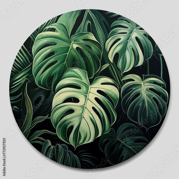 Obraz Monstera green leaf. Abstract background with plant.