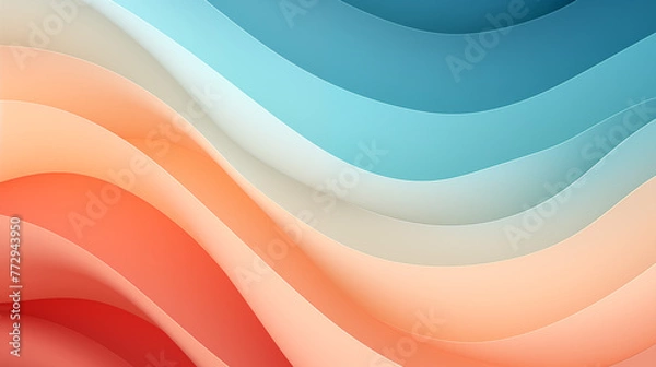Obraz Beautiful abstract background with colorful paper wave. Red and blue gradient banner