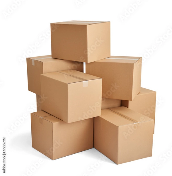 Fototapeta box package delivery cardboard carton stack