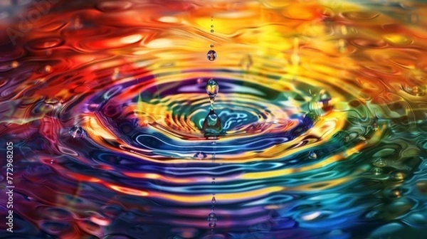 Obraz Colorful water drop ripple