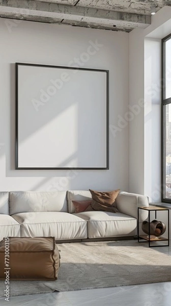 Fototapeta Single vertical oriented blank picture . Place for your content. 3D illustration
