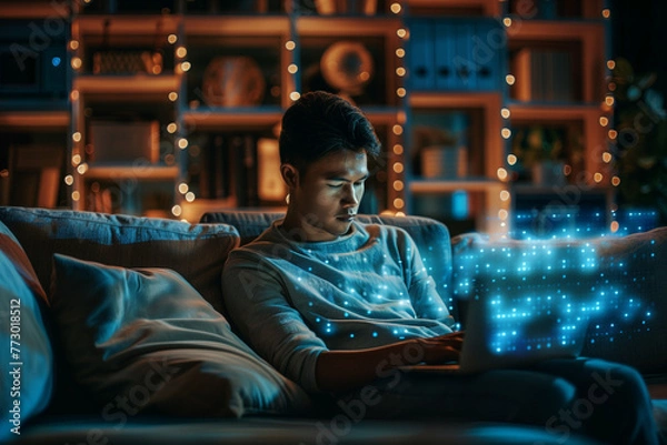 Obraz Person using a laptop computer 