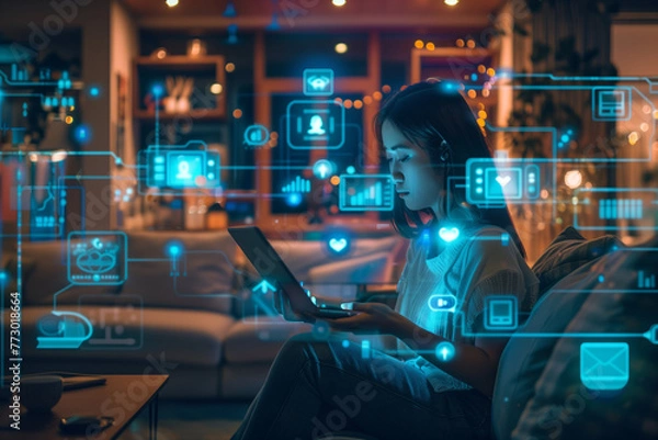 Fototapeta Person working on a computer