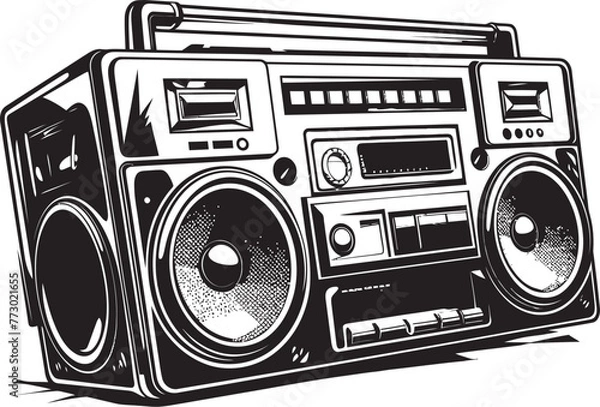 Fototapeta Bass Bump Vector Icon Design Retro Rhythm Style Boombox Symbol