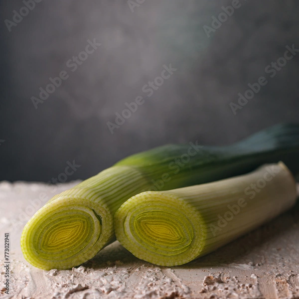Obraz Sliced leek.
