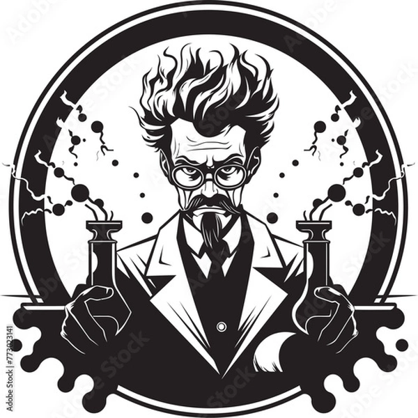 Fototapeta Quantum Quack Mad Scientist Logo Vector Genetic Dynamo Iconic Mad Scientist Logo Design