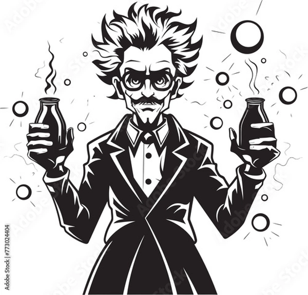 Fototapeta Formula Frenzy Mad Scientist Logo Icon Mind Manipulator Vector Logo Graphic