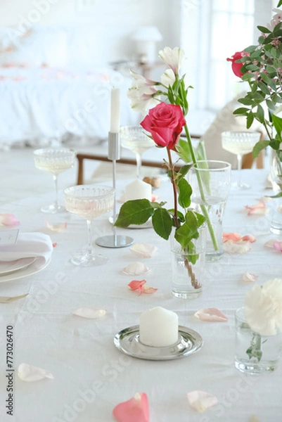 Obraz wedding table setting with flowers