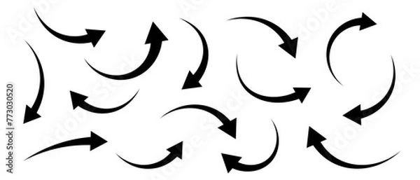 Fototapeta Black arrows set. Curved arrows. Arrow sign. Flat style icons.