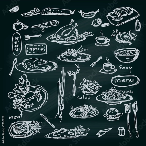 Obraz Decorative hand drawn restaurant menu collection