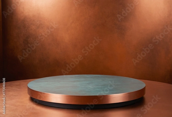Obraz Copper Podium with Copper metal panted background generative ai