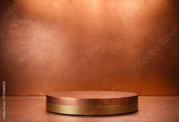 Obraz Copper Podium with Copper metal panted background generative ai