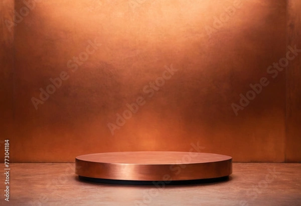 Obraz Copper Podium with Copper metal panted background generative ai