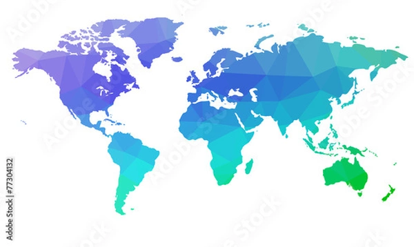Fototapeta Map of the world in triangles. Raster 2