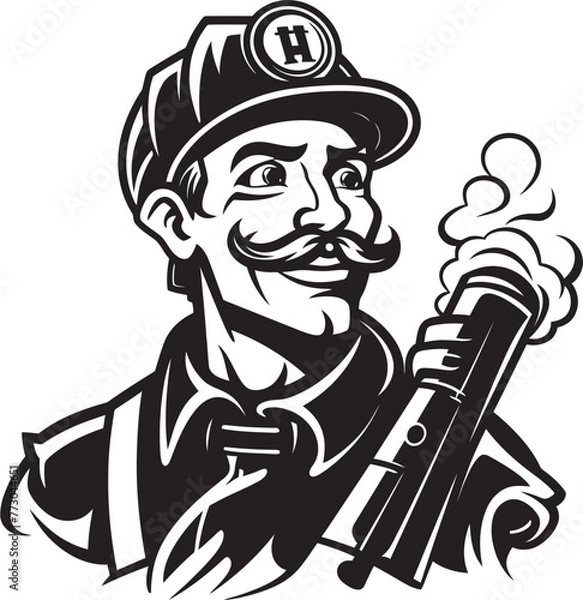 Fototapeta Firefighter Forge Vector Logo of a Skilled Fireman Inferno Enforcer Cartoon Fireman Symbolizing Authority Logo