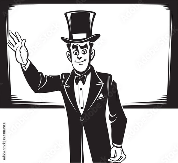 Fototapeta Boardbrandish Buddy Vibrant Character Displaying Sign Icon Placard Partner Cartoon Man with Sign Graphic Design