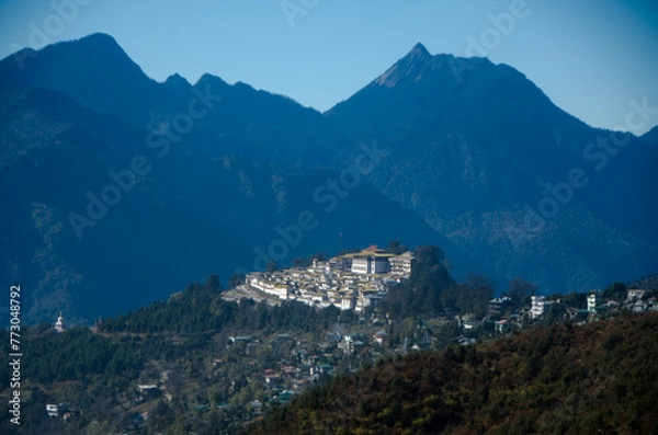 Fototapeta Tawang Monastery, a Buddhist monastery located in Tawang, Arunachal Pradesh, India. largest monastery in India Situated in the valley of the Tawang Chu. It is also called Gaden Namgyal Lhatse.