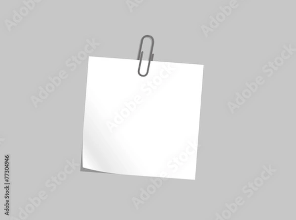 Fototapeta Vector note paper with clip.