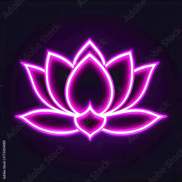 Obraz Pink Neon Lotus Icon: Symbolism and Inspirations(Generative AI)