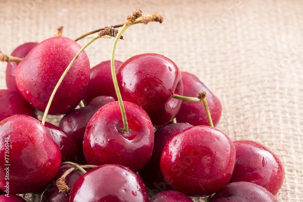 Obraz Heart shaped cherry isolated on background