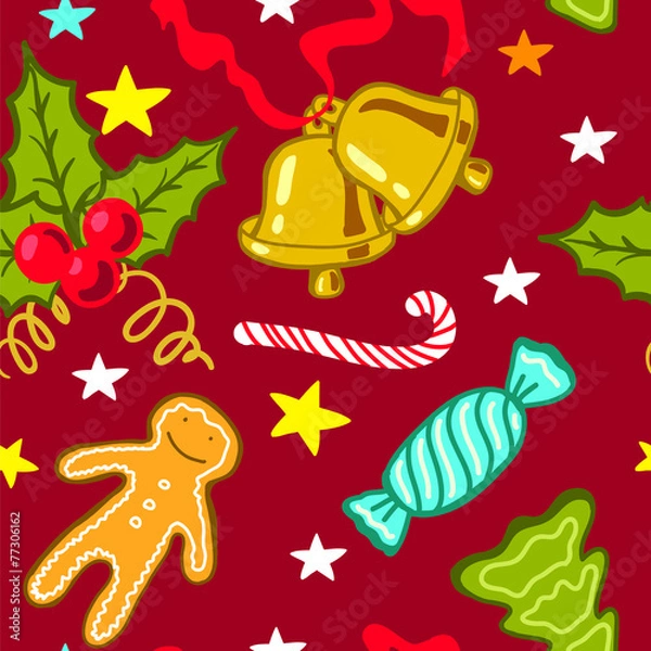 Obraz Cartoon Christmas seamless pattern