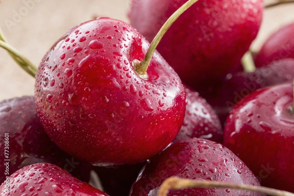 Obraz Heart shaped cherry isolated on background
