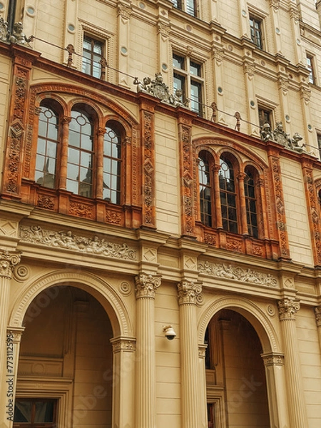 Fototapeta Photo of landscape and architecture of Schwerin Castle in Schwerin, northern Germany, Mecklenburg-Vorpommern