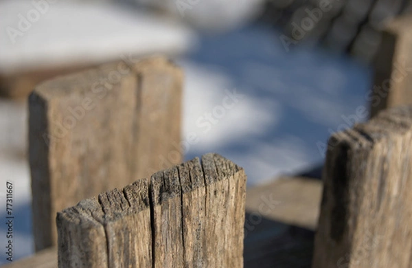 Fototapeta staccionata e neve