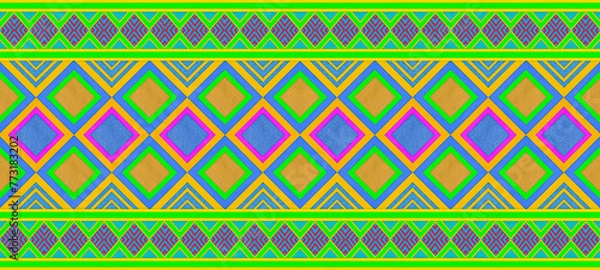 Obraz seamless colorful geometric pattern Plasticine background art shape stripe square triangle zigzag
