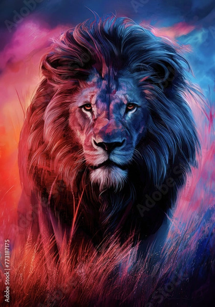 Obraz lion in the night