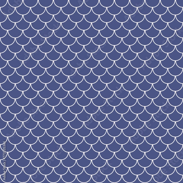 Fototapeta Fish scale seamless pattern. Square fish scale swatch texture or background. Navy blue mesh. Mermaid pattern or decor element. Fish skin or Mermaid tail texture