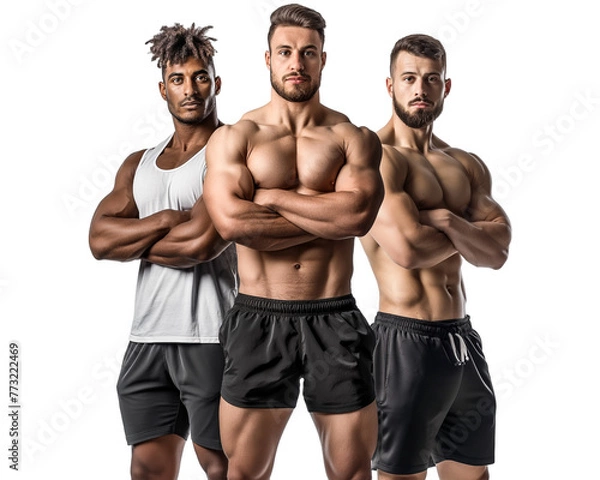 Fototapeta Team of bodybuilders isolated on transparent background