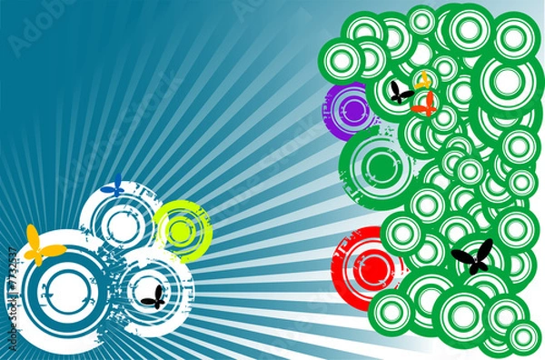 Obraz Butterflies and colored circles